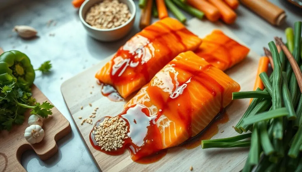 Fresh Teriyaki Salmon Preparation Fresh Teriyaki Salmon Preparation