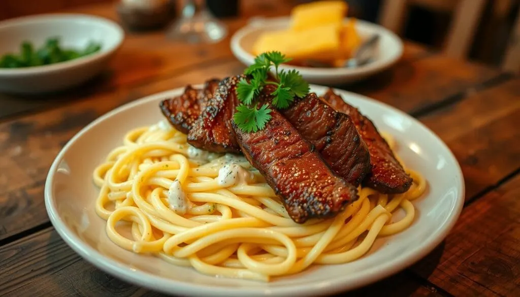 Steak Fettuccine Alfredo Dish