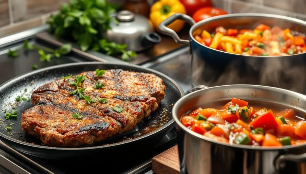 Steak and Pasta Sauce Preparation Steak and Pasta Sauce Preparation
