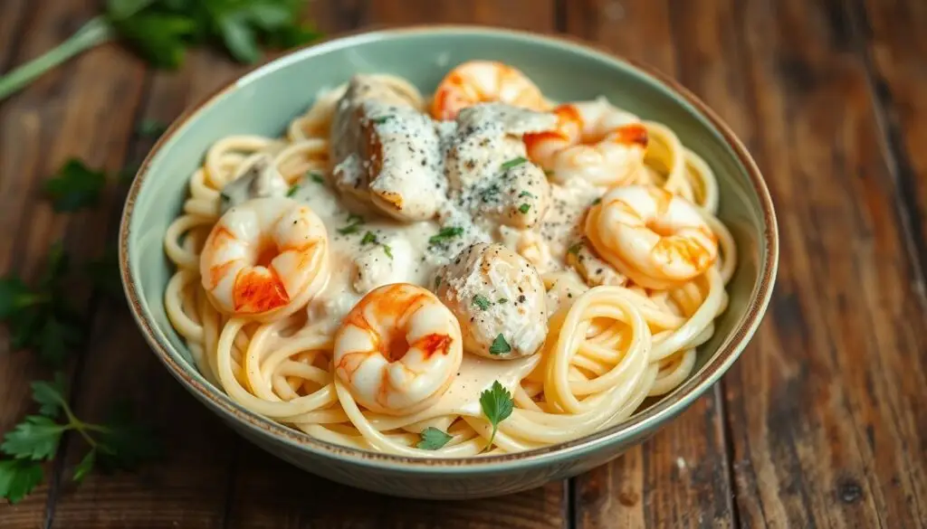 chicken and shrimp alfredo