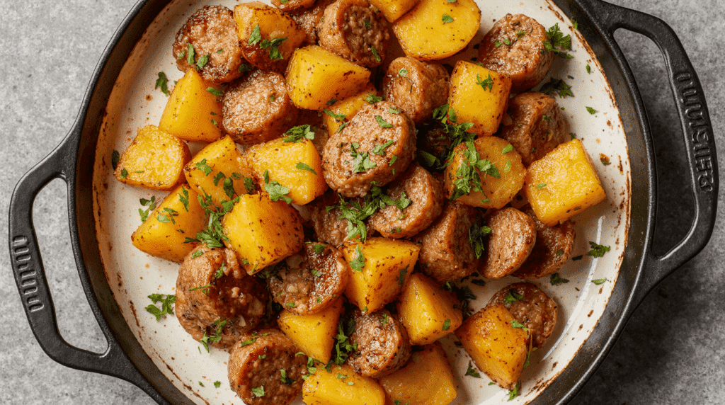 Honey Garlic Sausage Sweet Potatoes