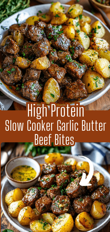 Slow Cooker Garlic Butter Beef Bites: High Protein Dinner