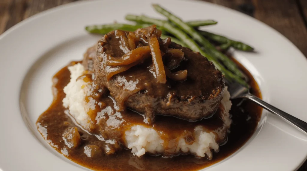 Easy Homemade Salisbury Steak with Rich Gravy 3 How to Make Salisbury Steak with Burger Patties