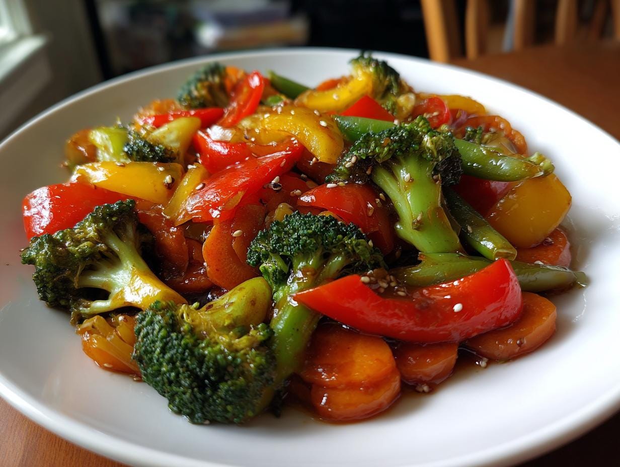 easy vegetable stir fry colorful plate