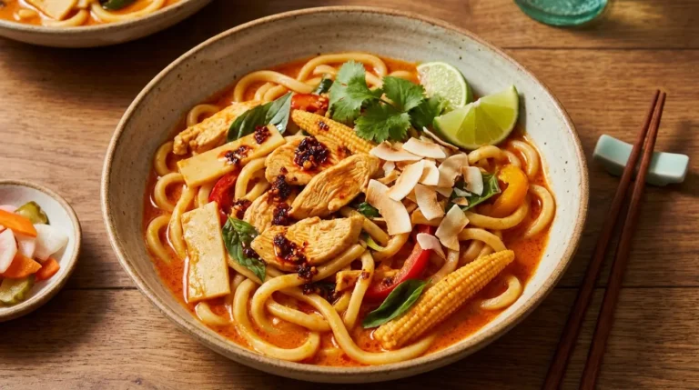 Thai-Inspired Coconut Red Curry Chicken Udon