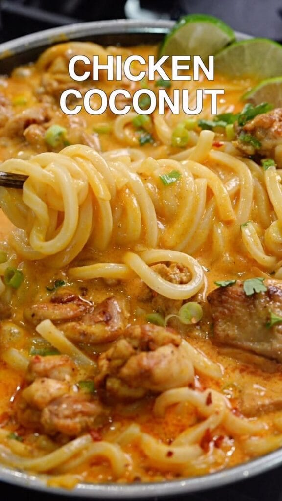 Thai-Inspired Coconut Red Curry Chicken Udon