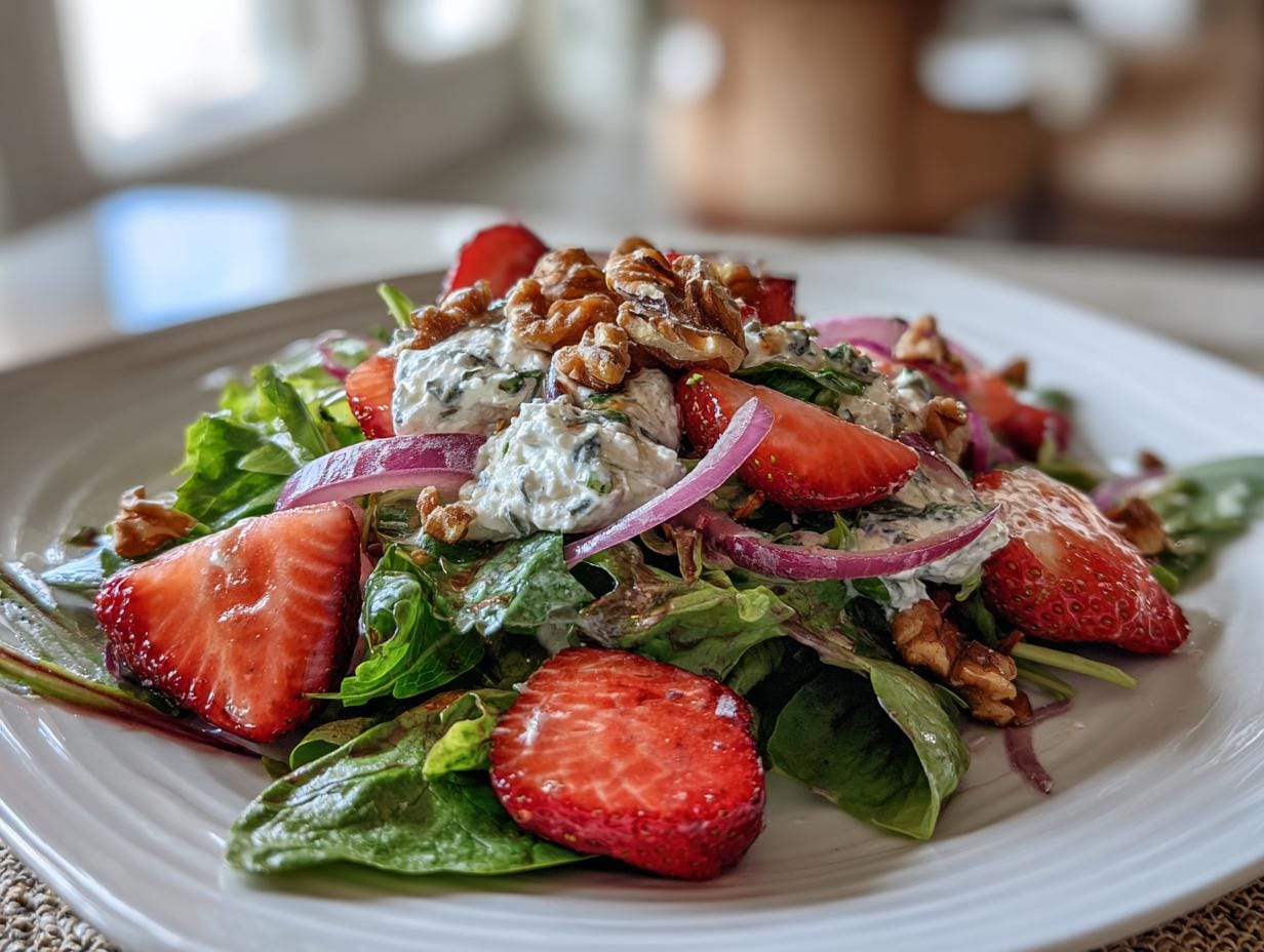 whipped feta strawberry salad walnuts